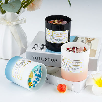 Glass Custom Private Label Velas Healing Crystal Aromatherapy Luxury Scented Candle With Flowers