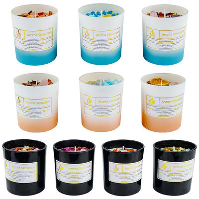 Glass Custom Private Label Velas Healing Crystal Aromatherapy Luxury Scented Candle With Flowers