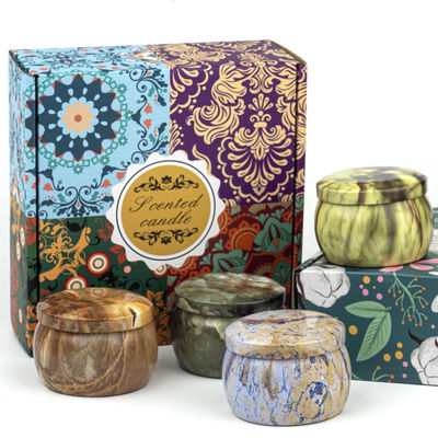 Natural Home Fragrance Soy Jar Candles Multi Colors Tin Scented Candle 4.4oz Candle Set