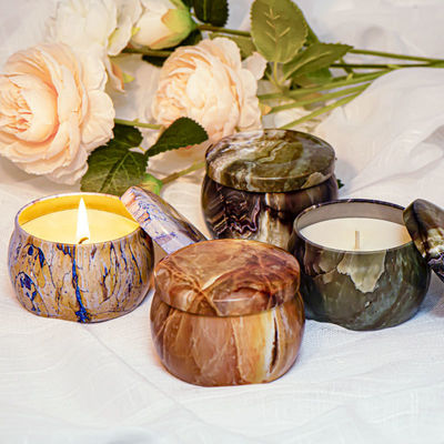 Natural Home Fragrance Soy Jar Candles Multi Colors Tin Scented Candle 4.4oz Candle Set