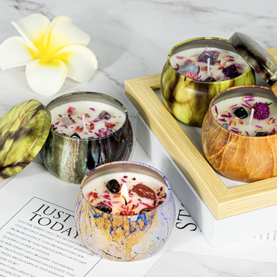 Natural Home Fragrance Soy Jar Candles Multi Colors Tin Scented Candle 4.4oz Candle Set