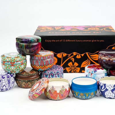 Customized Tin Scented Candle Grass Scented Soy Wax Candles Gift Set