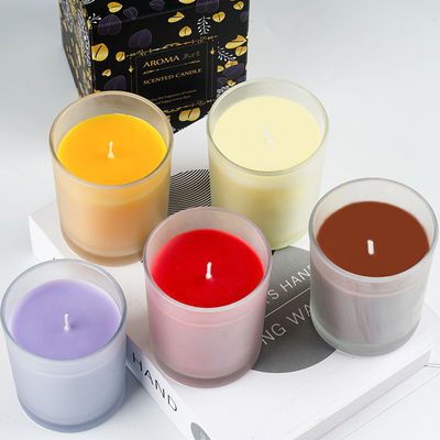 Large Pillar Glass Jar Scented Candle Scented Soy Wax Candles For Meditation Gift