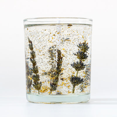 Decorative Dried Flower Candles And Gel Wax Glass Jar Scented Candle