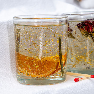 Decorative Dried Flower Candles And Gel Wax Glass Jar Scented Candle