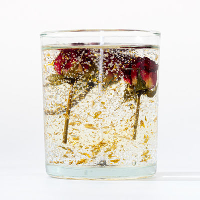 Decorative Dried Flower Candles And Gel Wax Glass Jar Scented Candle