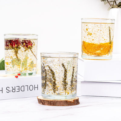 Decorative Dried Flower Candles And Gel Wax Glass Jar Scented Candle