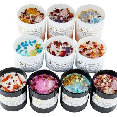 Birthdays Weddings Glass Jar Scented Soy Wax Candles With Healing Crystal Aromatherapy