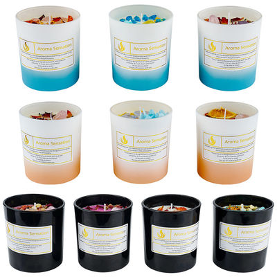 Birthdays Weddings Glass Jar Scented Soy Wax Candles With Healing Crystal Aromatherapy