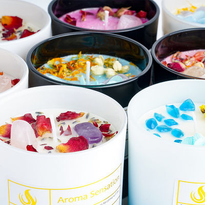 Birthdays Weddings Glass Jar Scented Soy Wax Candles With Healing Crystal Aromatherapy