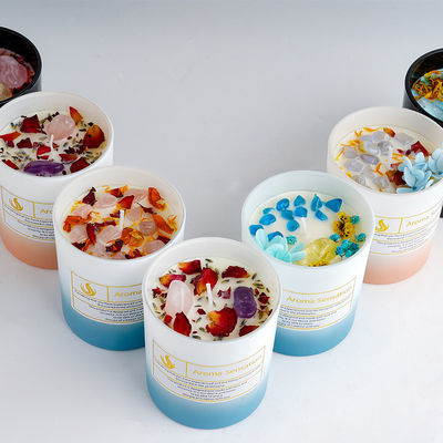 Birthdays Weddings Glass Jar Scented Soy Wax Candles With Healing Crystal Aromatherapy