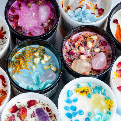 Birthdays Weddings Glass Jar Scented Soy Wax Candles With Healing Crystal Aromatherapy