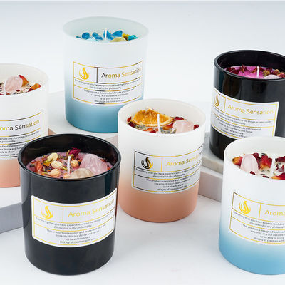Birthdays Weddings Glass Jar Scented Soy Wax Candles With Healing Crystal Aromatherapy