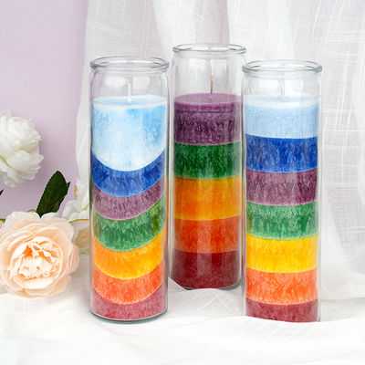 Glass Jar Scented Rainbow 7 Day Prayer Chakra Candles