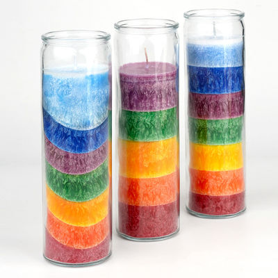 Glass Jar Scented Rainbow 7 Day Prayer Chakra Candles