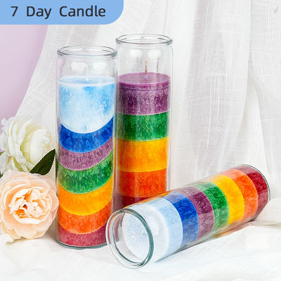 Glass Jar Scented Rainbow 7 Day Prayer Chakra Candles