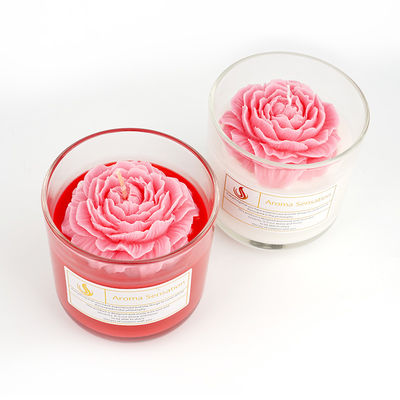 Parties Glass Jar Scented Candle 3D Flower Home Decor Fragrance Candle Custom Logo