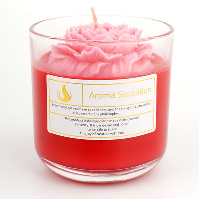 Parties Glass Jar Scented Candle 3D Flower Home Decor Fragrance Candle Custom Logo