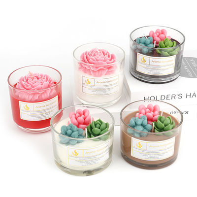 Parties Glass Jar Scented Candle 3D Flower Home Decor Fragrance Candle Custom Logo