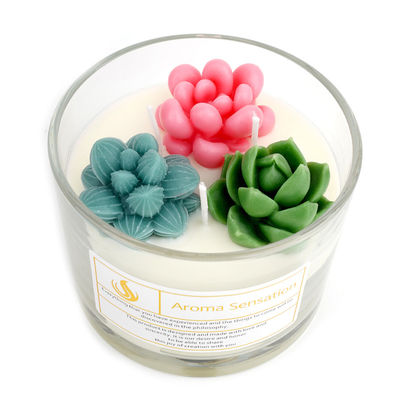 Parties Glass Jar Scented Candle 3D Flower Home Decor Fragrance Candle Custom Logo