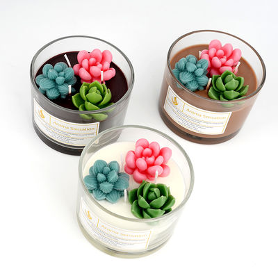 Parties Glass Jar Scented Candle 3D Flower Home Decor Fragrance Candle Custom Logo
