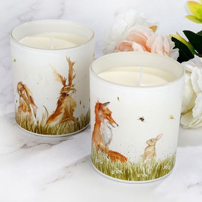 Fox Rabbit Glass Vessel Natural Scented Candles Burning Time 45 Hours