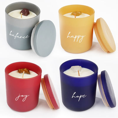 Glass Jar Scented Candle High Scented Candle Burning Time 45 Hours Crystal Scented Candles with Glass Lid 10oz