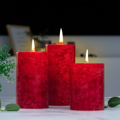 Red Columnar Craft Soy Wax Candle With Customizable And Fragrance