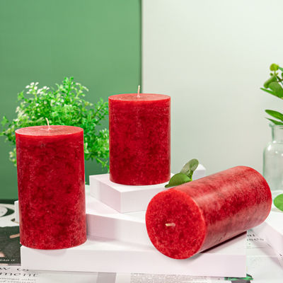 Red Columnar Craft Soy Wax Candle With Customizable And Fragrance
