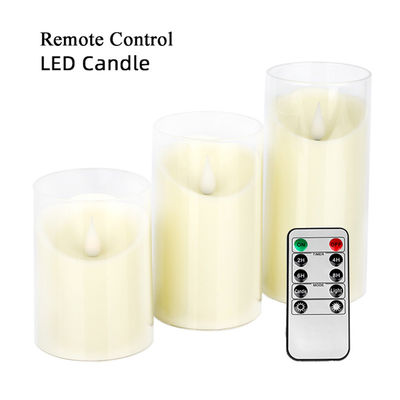 Gifts Clear Plexiglass LED Glass Candles With Remote Control And Flickering Flame