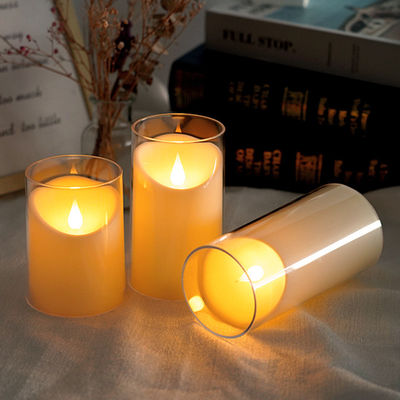 Gifts Clear Plexiglass LED Glass Candles With Remote Control And Flickering Flame