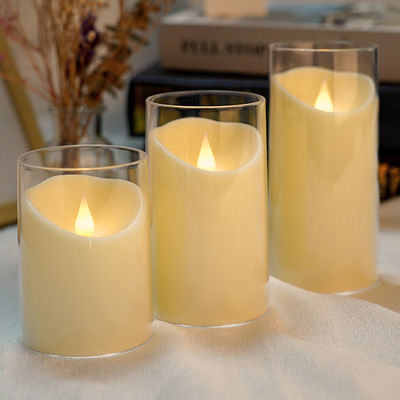 Gifts Clear Plexiglass LED Glass Candles With Remote Control And Flickering Flame