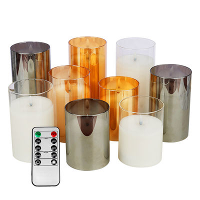 Battery Operated Paraffin Wax Flameless Flickering Pillar Candles With Remote Control