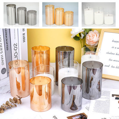 Battery Operated Paraffin Wax Flameless Flickering Pillar Candles With Remote Control