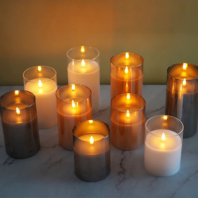 Battery Operated Paraffin Wax Flameless Flickering Pillar Candles With Remote Control
