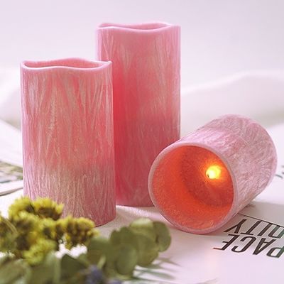 Remote Control Pink Flameless Candles Set For Party Decor Realistic Wax Battery