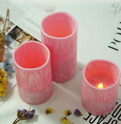 Remote Control Pink Flameless Candles Set For Party Decor Realistic Wax Battery