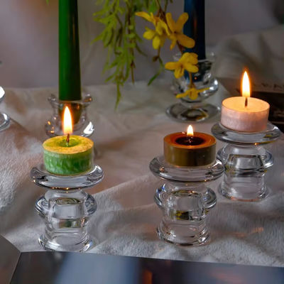 Clear Glass Candlestick Holders 4 Taper For Wedding Decoration And Dinning