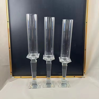 Crystal Candle Sticks Wedding Table Decorations 56cm 54cm 52cm With Tube