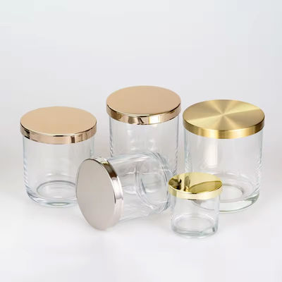 5oz-18oz Clear Glass Candle Empty Cylinder Vessel Containers With Metal Lid