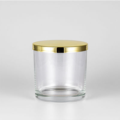5oz-18oz Clear Glass Candle Empty Cylinder Vessel Containers With Metal Lid