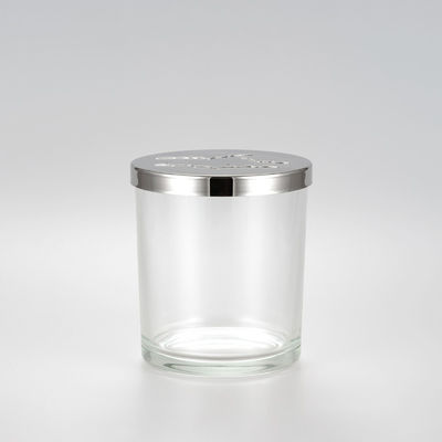 14oz Clear White Candle Jar With Metal Lid Iron Cylinder Type For Candle Making Home Decorating