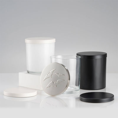 14oz Clear White Candle Jar With Metal Lid Iron Cylinder Type For Candle Making Home Decorating