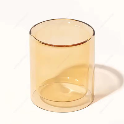 Eco Friendly Colored Empty Christmas Candle Jar Borosilicate Luxury Double Wall For Candle