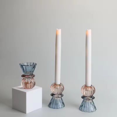 Home Decor Colorful Gradient Ramp Candle Holder For Taper Glass Candle Christmas