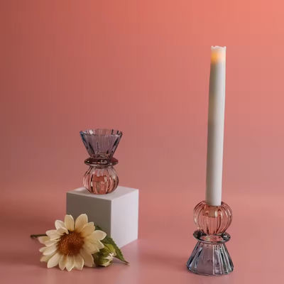 Home Decor Colorful Gradient Ramp Candle Holder For Taper Glass Candle Christmas