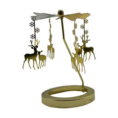 Metal Candle Holders Christmas Snowflake Tealight Holders Spinning Rotating Candlestick