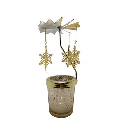 Metal Candle Holders Christmas Snowflake Tealight Holders Spinning Rotating Candlestick