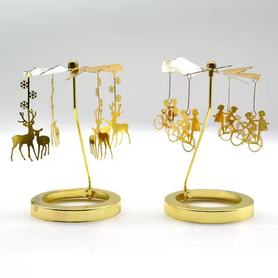 Metal Candle Holders Christmas Snowflake Tealight Holders Spinning Rotating Candlestick