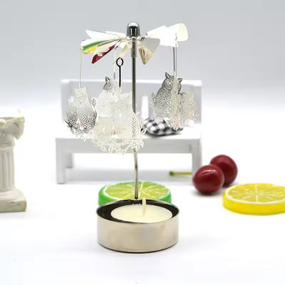 Metal Candle Holders Christmas Snowflake Tealight Holders Spinning Rotating Candlestick